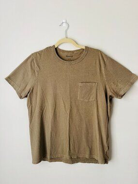 Madewell Garment Dyed All Day Crewneck Pocket Tee Mens M Green Cotton AC298